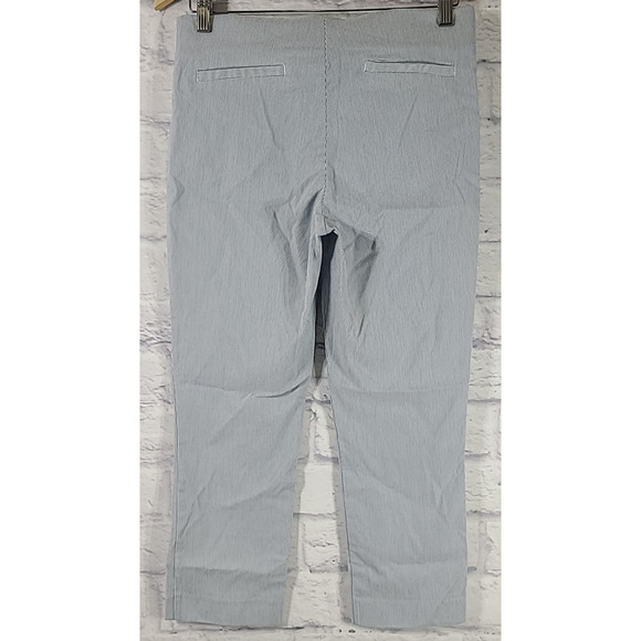 Kenar Capri Pull-On Pants Women's 8 Blue White Casual Elastic Waist Pinstripe - Picture 2 of 7